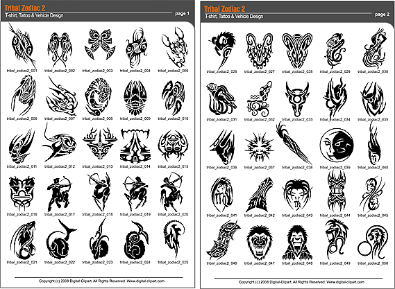 Tribal Zodiac 2 - Extreme Vector Clipart for Professional Use (Vinyl-Ready 