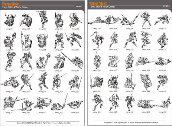Vikings. PDF - catalog. Cuttable vector clipart in EPS and AI formats.