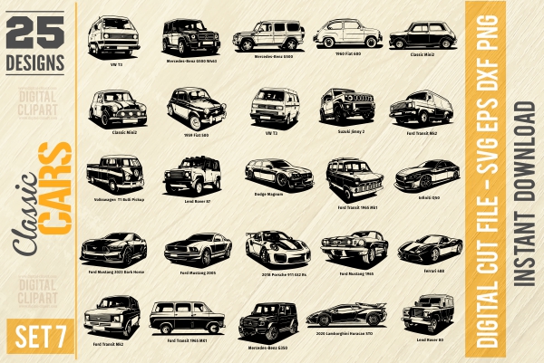 Classic Cars Clipart -  Catalog PDF