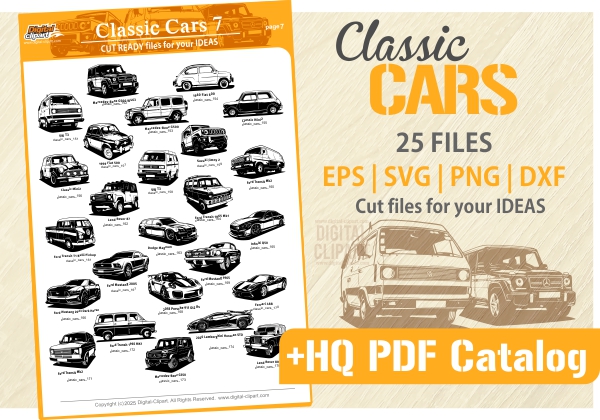 Classic Cars Clipart -  Catalog PDF