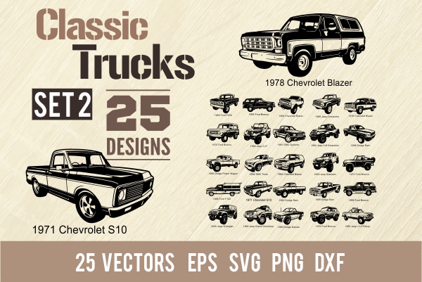 Classic Trucks2 Set 2 - 25 SVGs