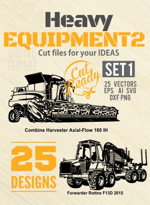 Heavy Equipment - Cuttable vector clipart in EPS and AI formats. Vectorial Clip art for cutting plotters.