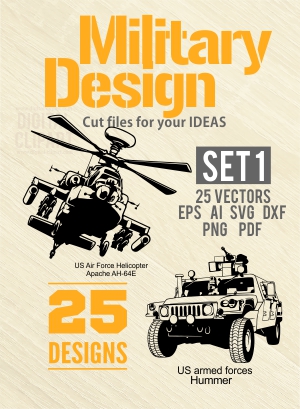 Military Design2 - Cuttable vector clipart in EPS and AI formats. Vectorial Clip art for cutting plotters.