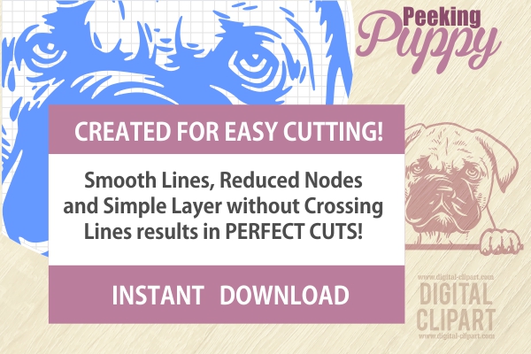 Peeking Puppy Bundle Set2 vector clipart in EPS and AI formats. Vectorial Clip art for cutting plotters.